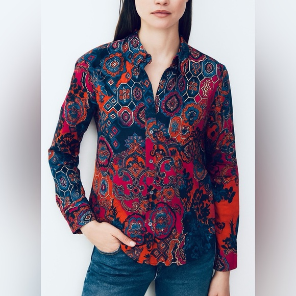 Jones New York Tops - Jones New York Signature | Collared Buttoned Blouse Shirt Top Multicolor Size L